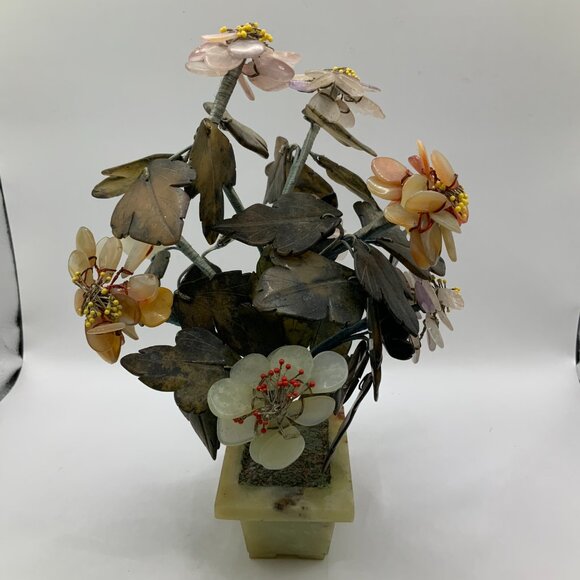 Chinese Vintage Jade and Hardstone Bonsai Tree Sculpture - Picture 3 of 6